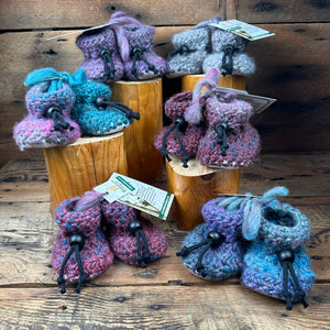 Hand-Crocheted Hodge Podge Booties with Sheepskin Base