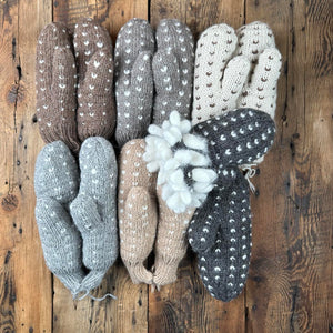 Thrum Knit Mittens - Natural Colours