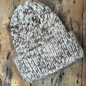 Bulky Wide Brim Knit Hat - Tweed Lopi