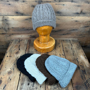 Hand-Made Cable-Knit Hats - Natural Colours