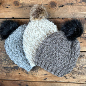 Chunky Textured Hats with Removeable Pom Pom