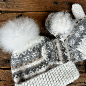 Peruvian Fur-Trimmed Baby Hat and Mitten Set