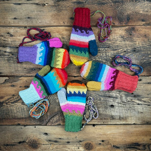 Children's Fiesta Mittens with Strings