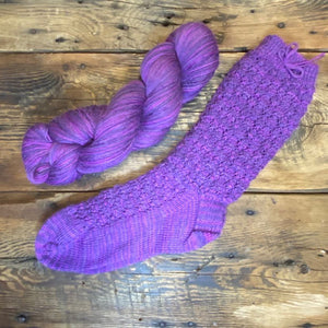 Detailed Hand-Knit Ladies' Socks - Hand-Painted Yarn - by Marcella