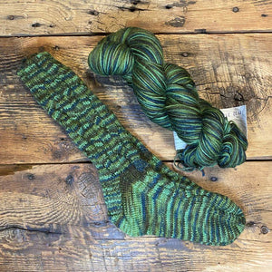 Detailed Hand-Knit Ladies' Socks - Hand-Painted Yarn - by Marcella