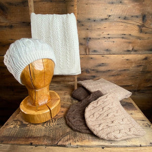 Cable and Lace Knit Scarf - Natural Colours