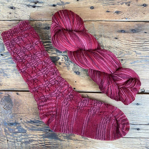 Detailed Hand-Knit Ladies' Socks - Hand-Painted Yarn - by Marcella
