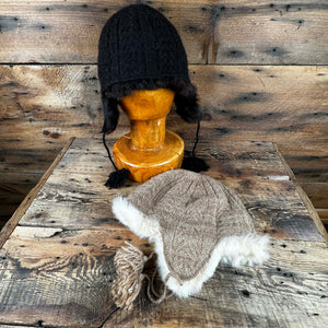 Peruvian Fur-Trimmed Knit Ear Flap Hat