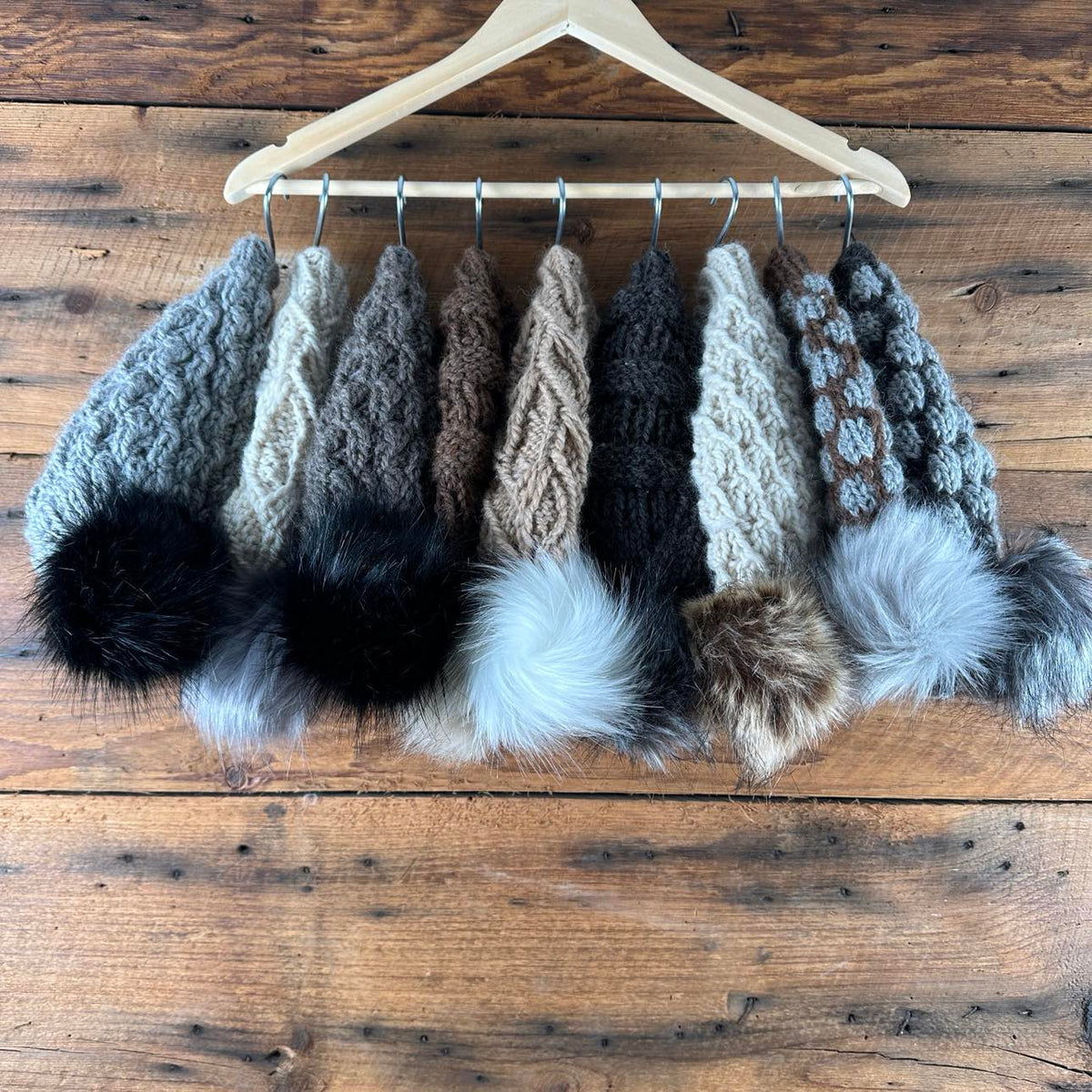 Chunky Textured Hats with Removeable Pom Pom