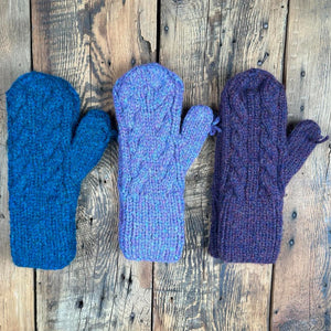 Hand-Made Cable-Knit Mittens - Dyed Colours