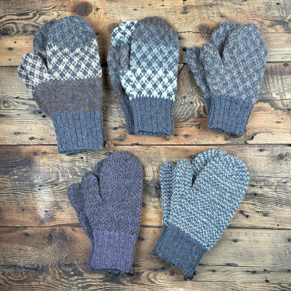 Hand-Knit Patterned Mittens