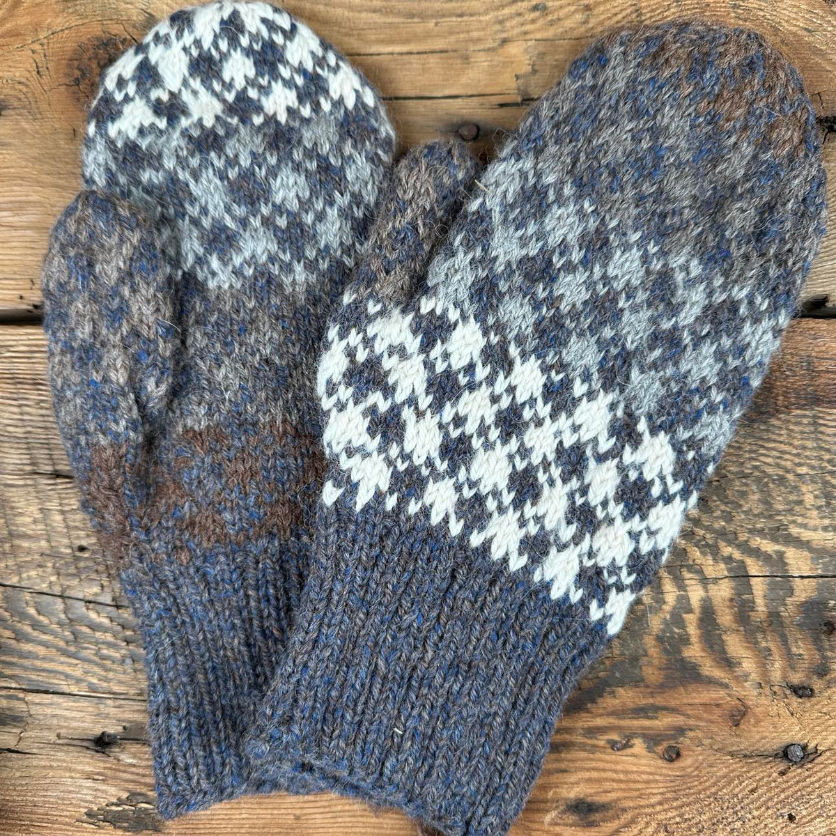 Hand-Knit Patterned Mittens