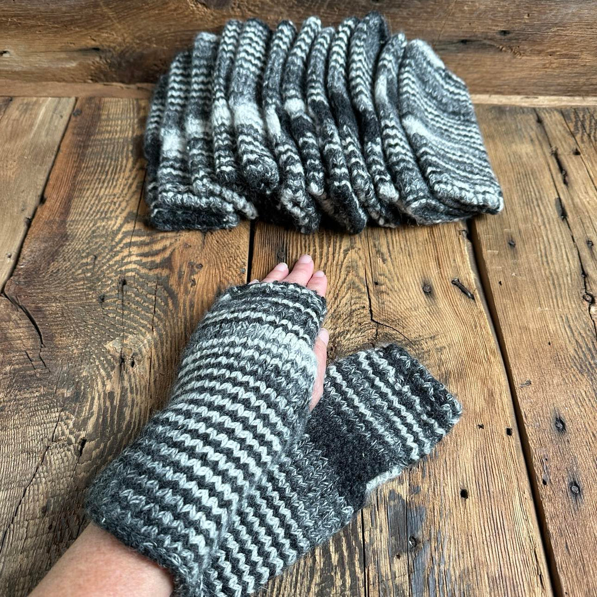 Black &amp; White Fingerless Mittens