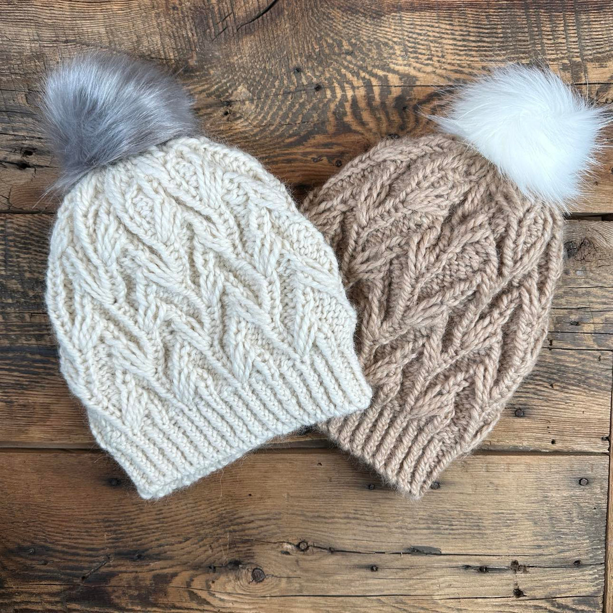 Chunky Textured Hats with Removeable Pom Pom