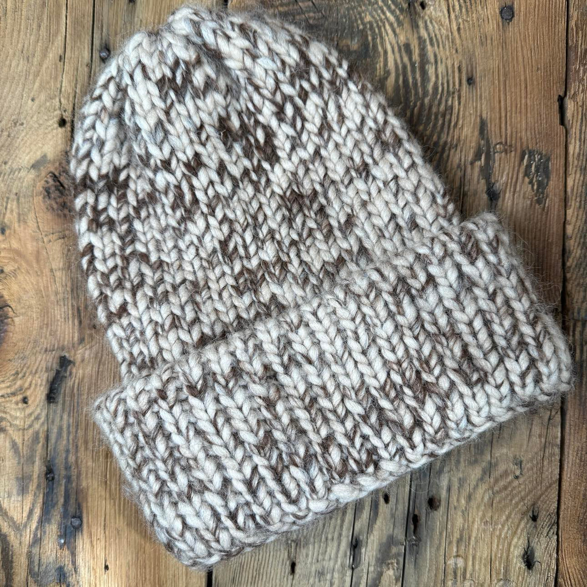 Bulky Wide Brim Knit Hat - Tweed Lopi