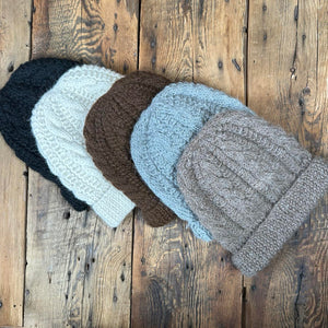 Hand-Made Cable-Knit Hats - Natural Colours