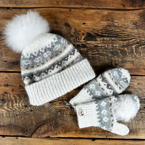 Peruvian Fur-Trimmed Baby Hat and Mitten Set