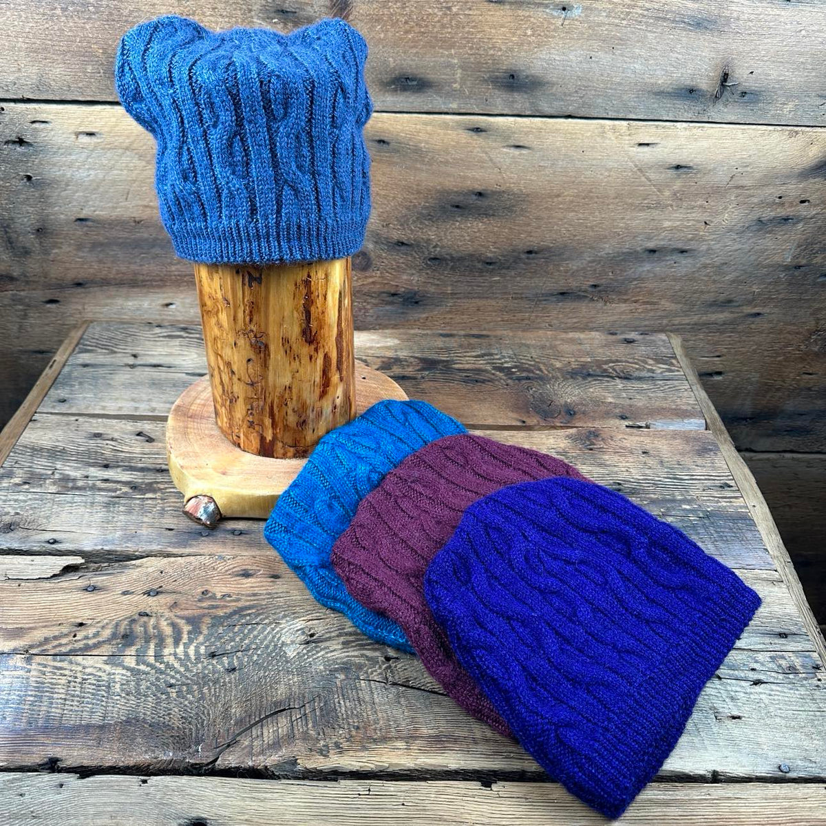 Cable Beanie with Ear Lining - Dyed