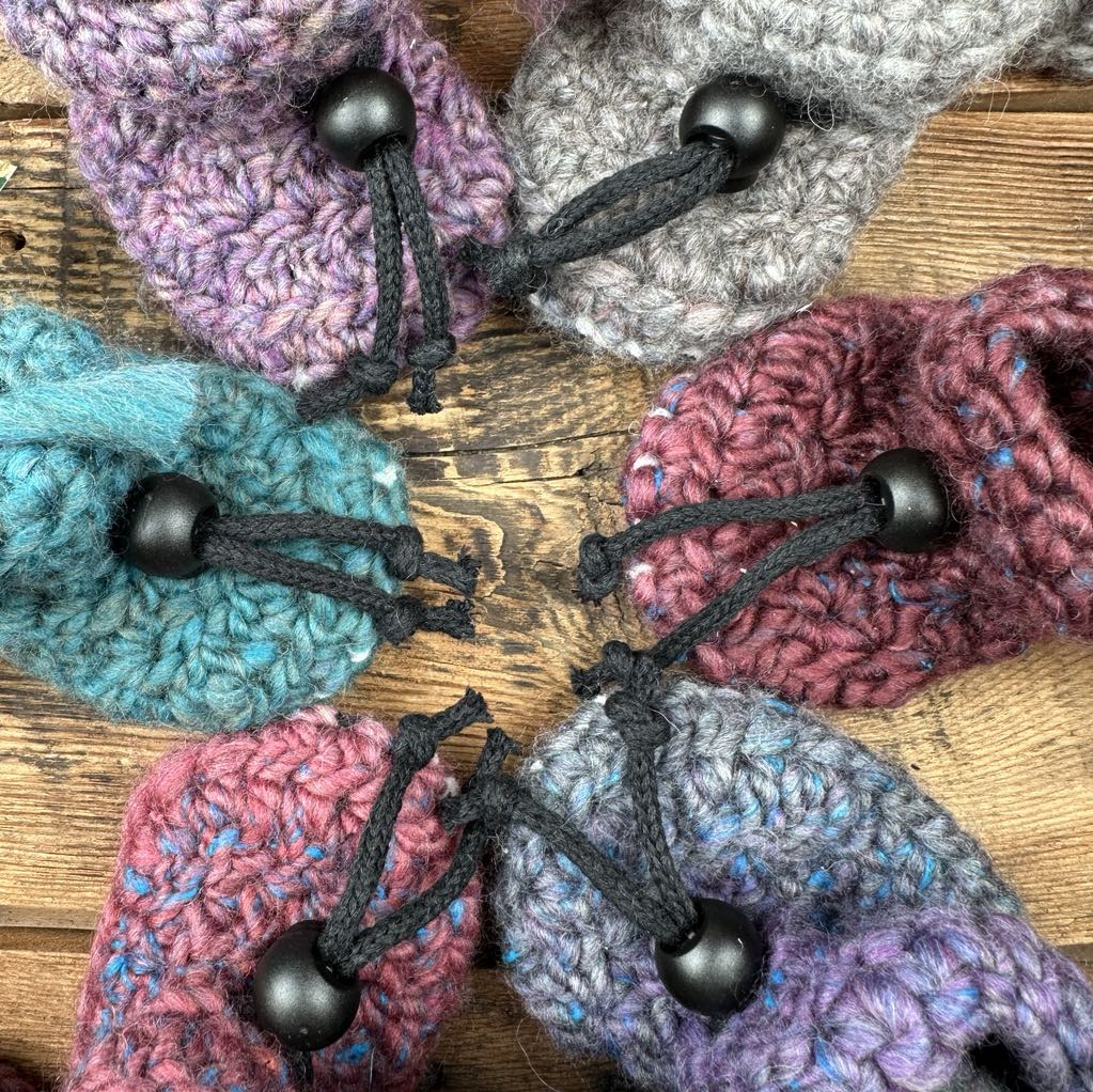 Hand-Crocheted Hodge Podge Booties with Sheepskin Base