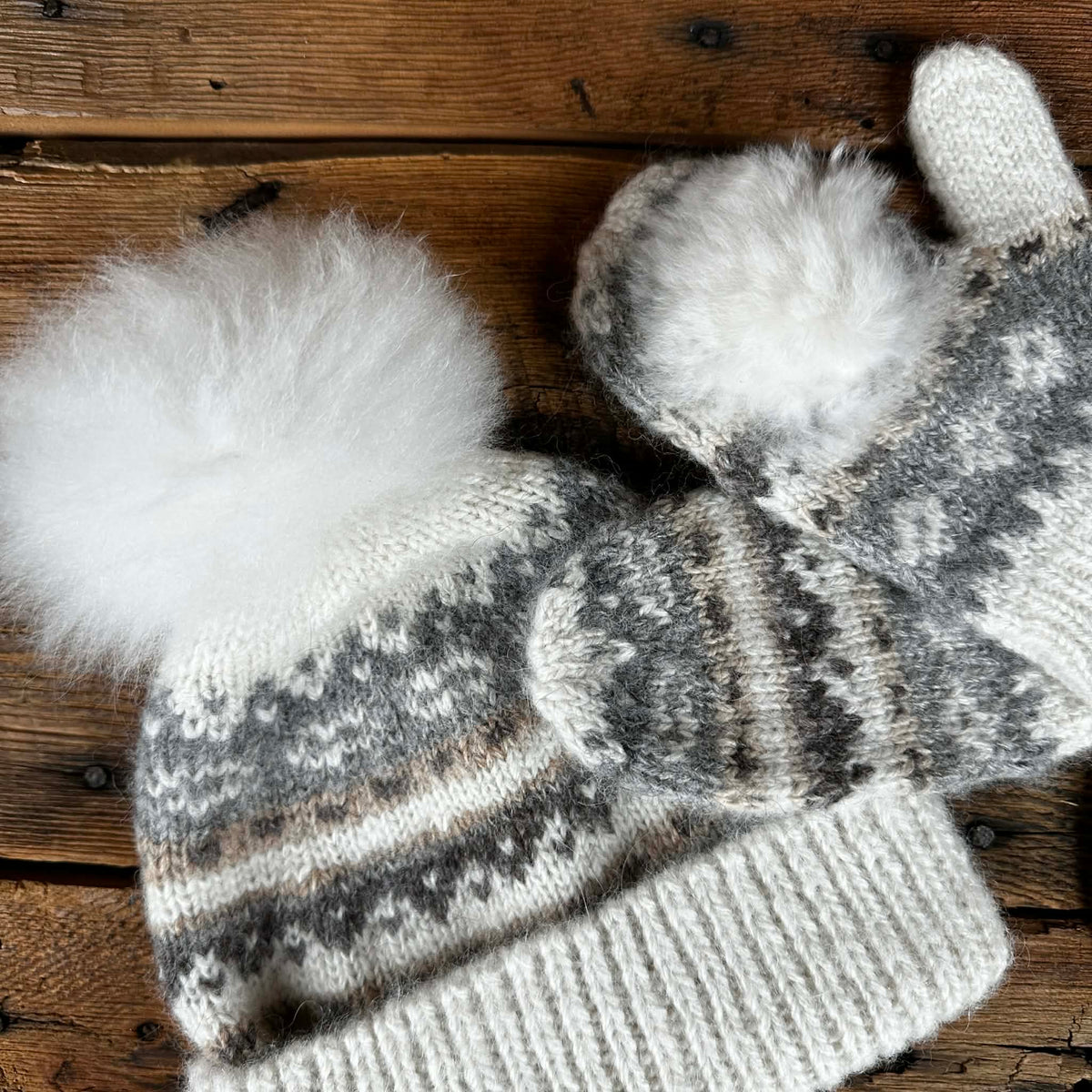 Peruvian Fur-Trimmed Baby Hat and Mitten Set