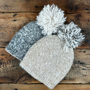 Peruvian Double-Knit Reversible Pom Pom Hat