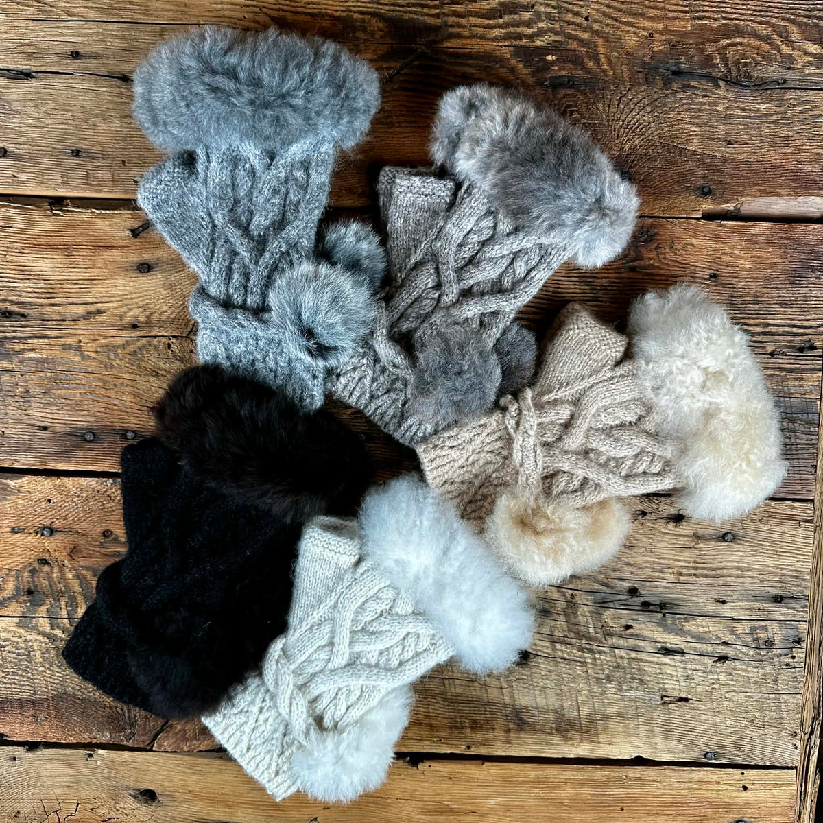 Peruvian Fur-Trimmed Fingerless Mittens