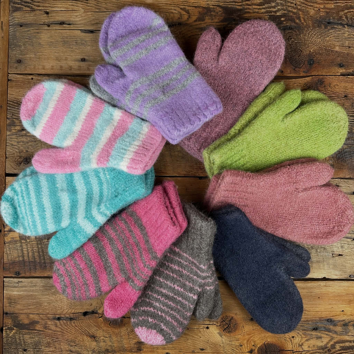 Double-Knit Felted Mittens by Marcella