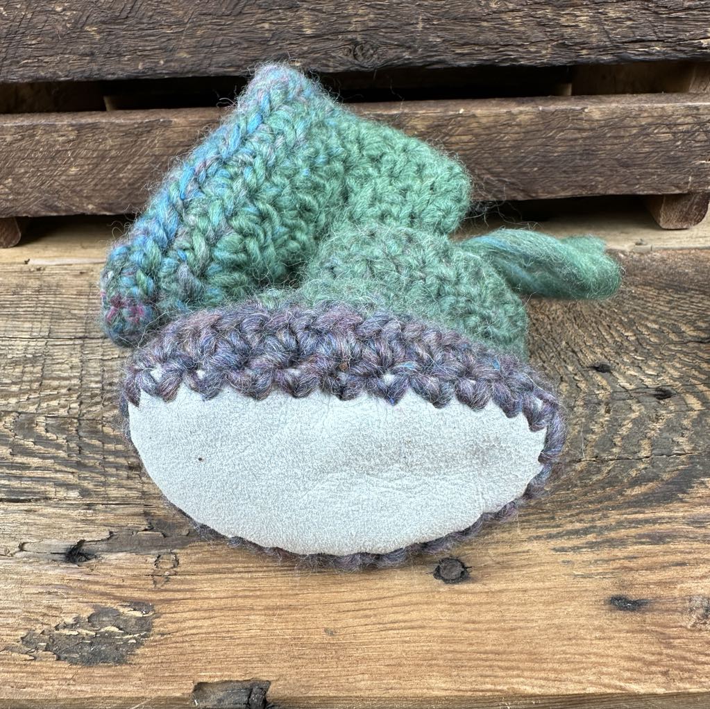 Hand-Crocheted Hodge Podge Booties with Sheepskin Base