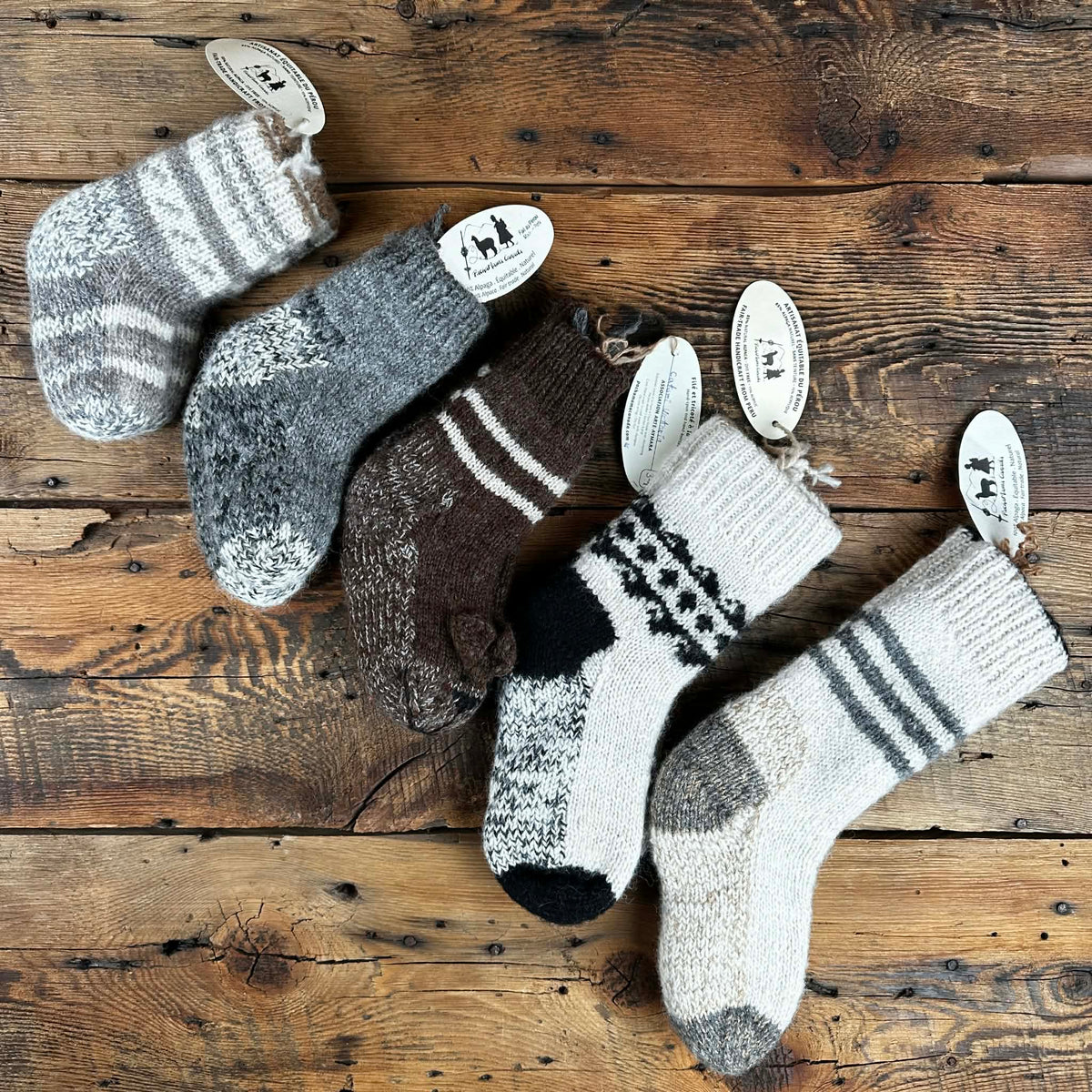 Peruvian Double-Knit Reversible Socks for Toddlers and Children