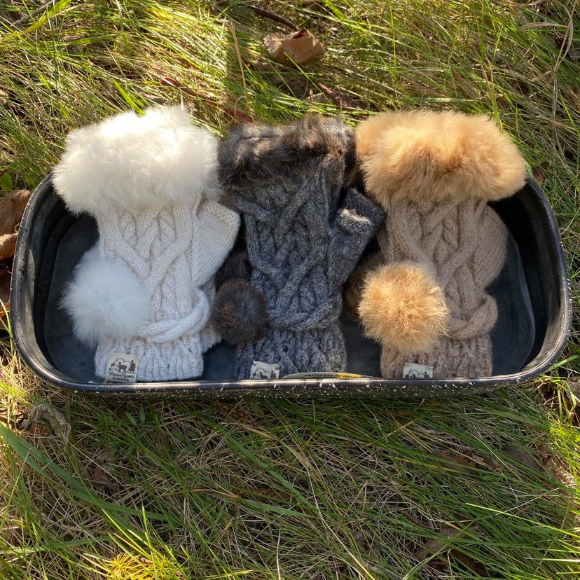 Fur-Trimmed Fingerless Mittens