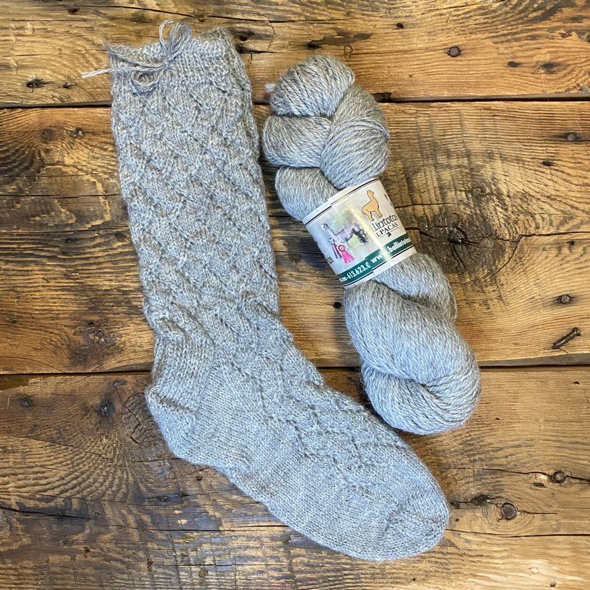 Textured Solid Hand-Knit Ladies&#39; Socks - Our Alpacas by Marcella