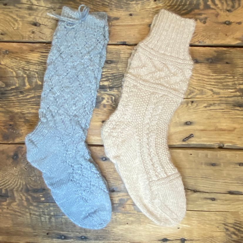 Textured Solid Hand-Knit Ladies&#39; Socks - Our Alpacas by Marcella