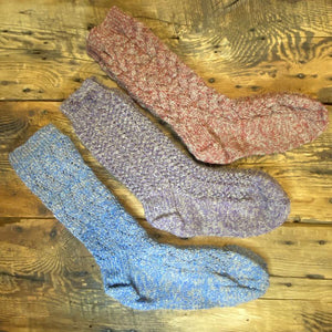 Detailed Patterned Hand-Knit Ladies' Socks