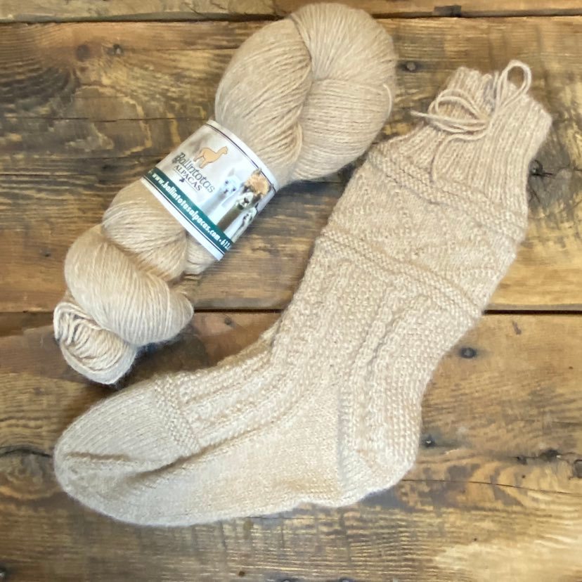 Textured Solid Hand-Knit Ladies&#39; Socks - Our Alpacas by Marcella