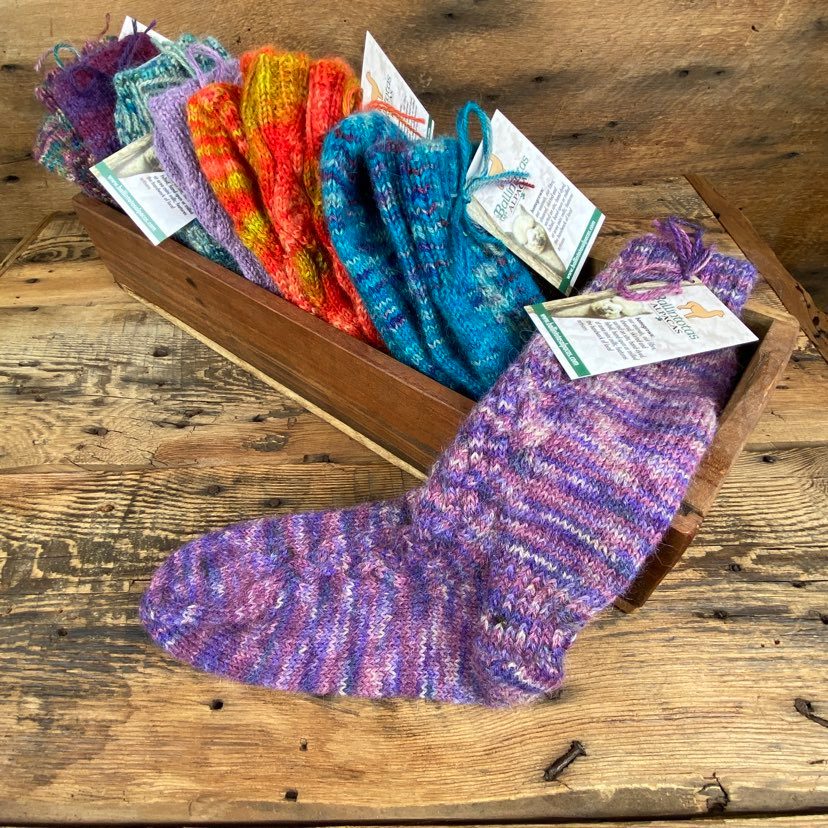 Detailed Variegated Hand-Knit Ladies Socks' - Our Alpacas by Marcella -  Ballintotas Alpacas