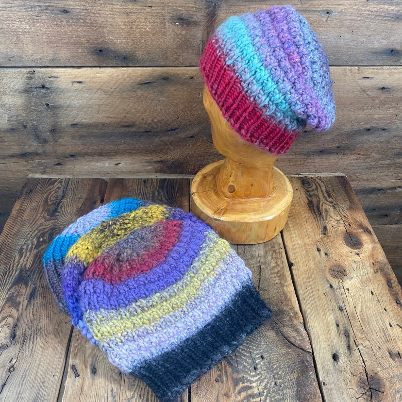 Chunky Lopi Slouch Hats - Variegated Colour