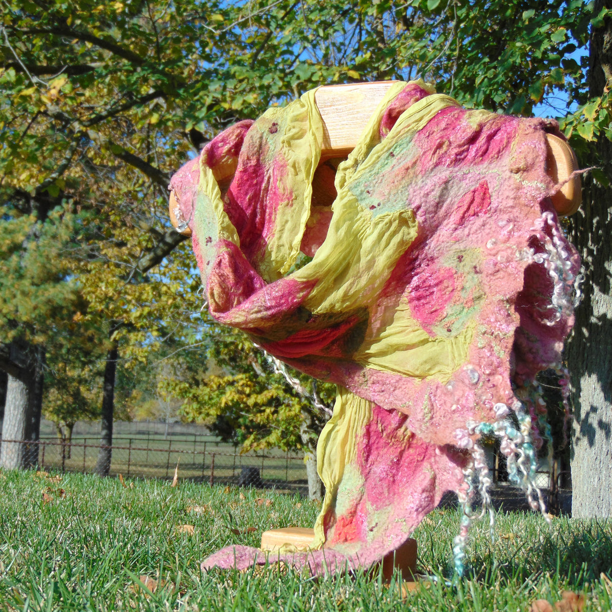 Nuno Felted Scarf - "Cabbage Patch"