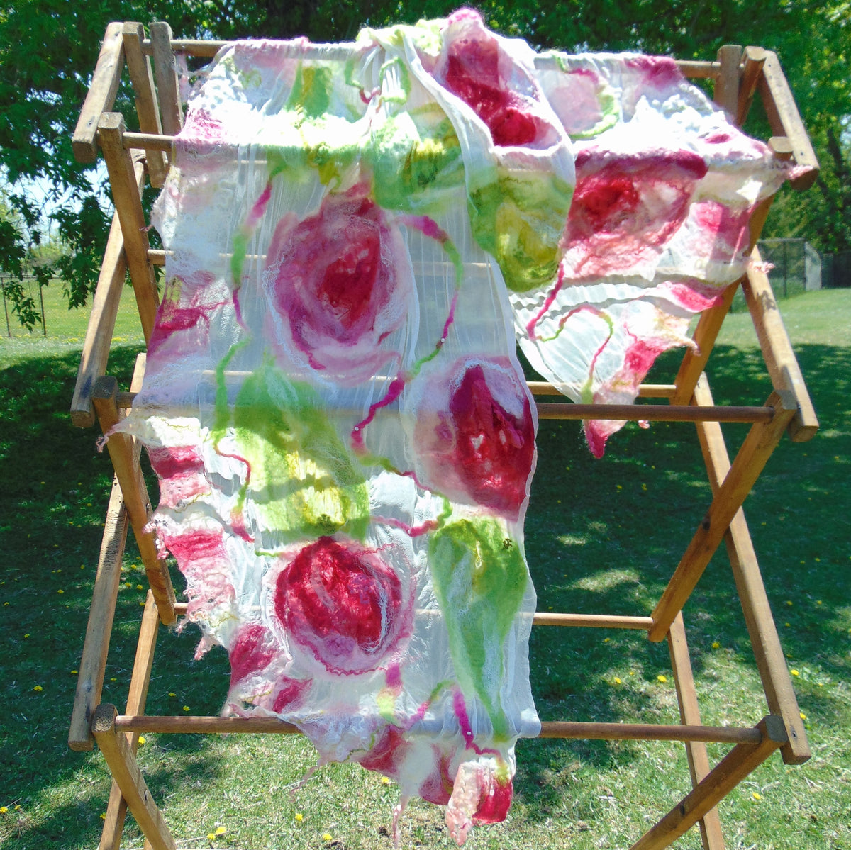 Nuno Felted Scarf - &quot;Summer Roses&quot;
