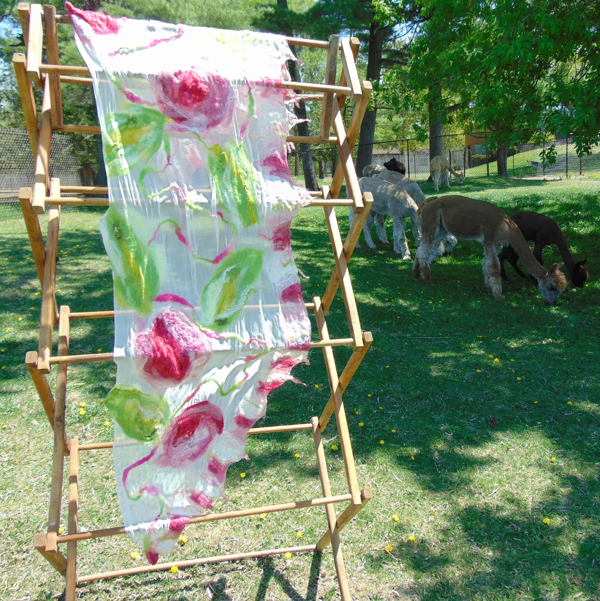 Nuno Felted Scarf - &quot;Summer Roses&quot;