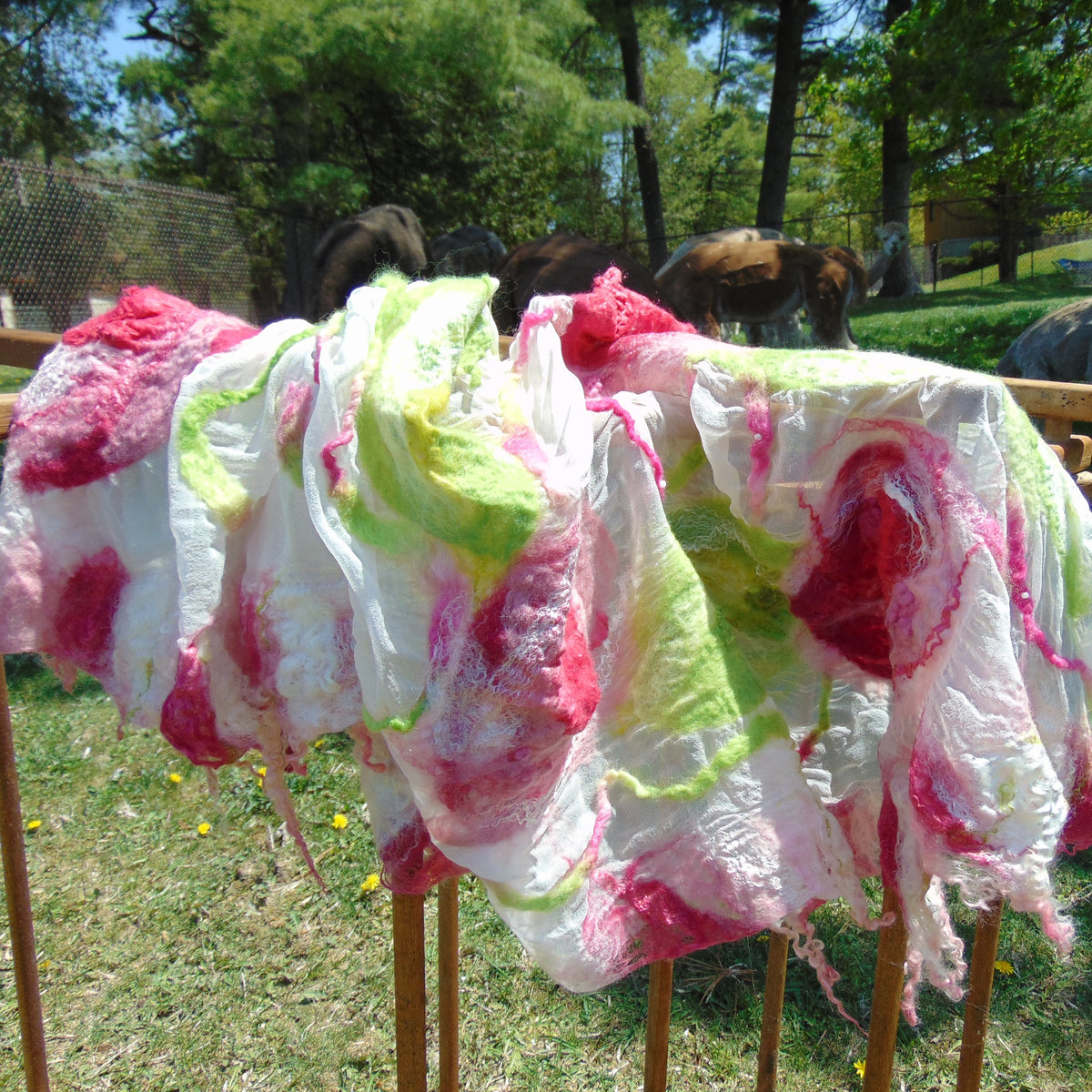 Nuno Felted Scarf - &quot;Summer Roses&quot;
