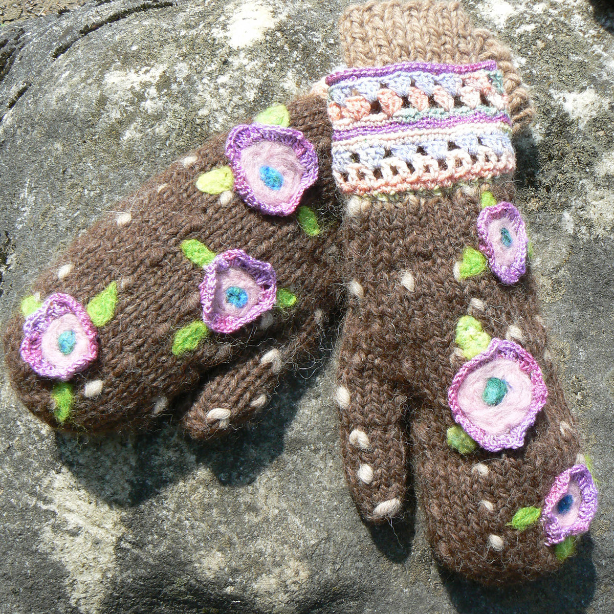 Embellished Thrum Mittens