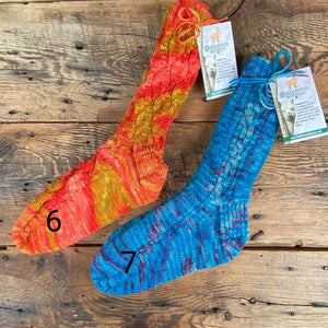 Detailed Variegated Hand-Knit Ladies Socks' - Our Alpacas by Marcella