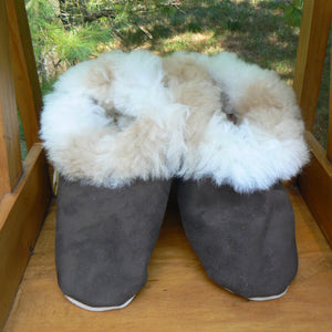 Suede and Alpaca Fur Slippers